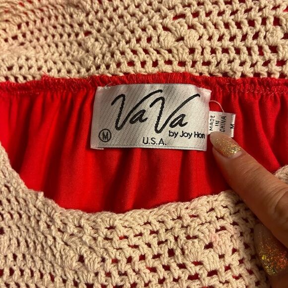 Vava by Jo Hon Embroidered Bunny Boho Tunic Top in Red Size Medium - Picture 13 of 14